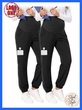 Maternity Scrub Pants Over-Belly Jogger 2 Pack Workwear